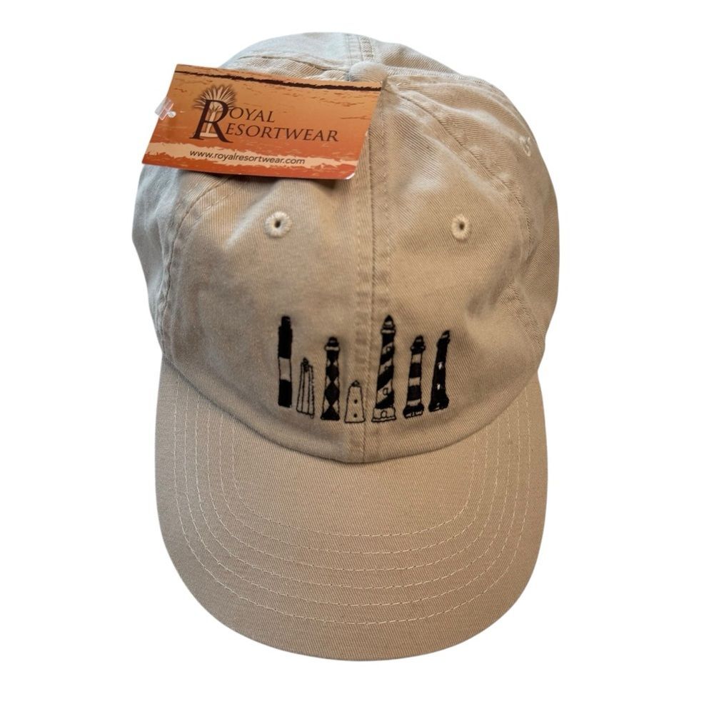 NEW Embroidered NC Lighthouses Beige Royal Resortwear Adjustable